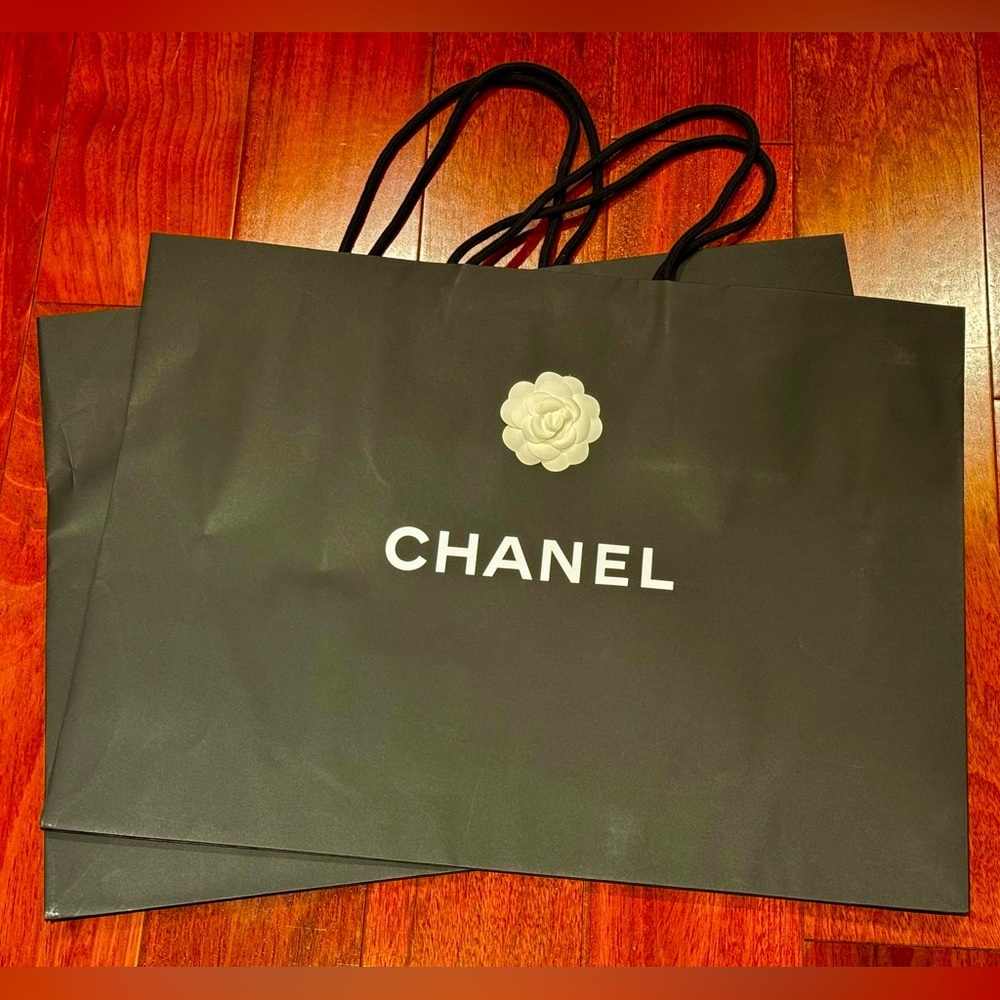 Chanel paper bag with flowers large 23”W x 17”L